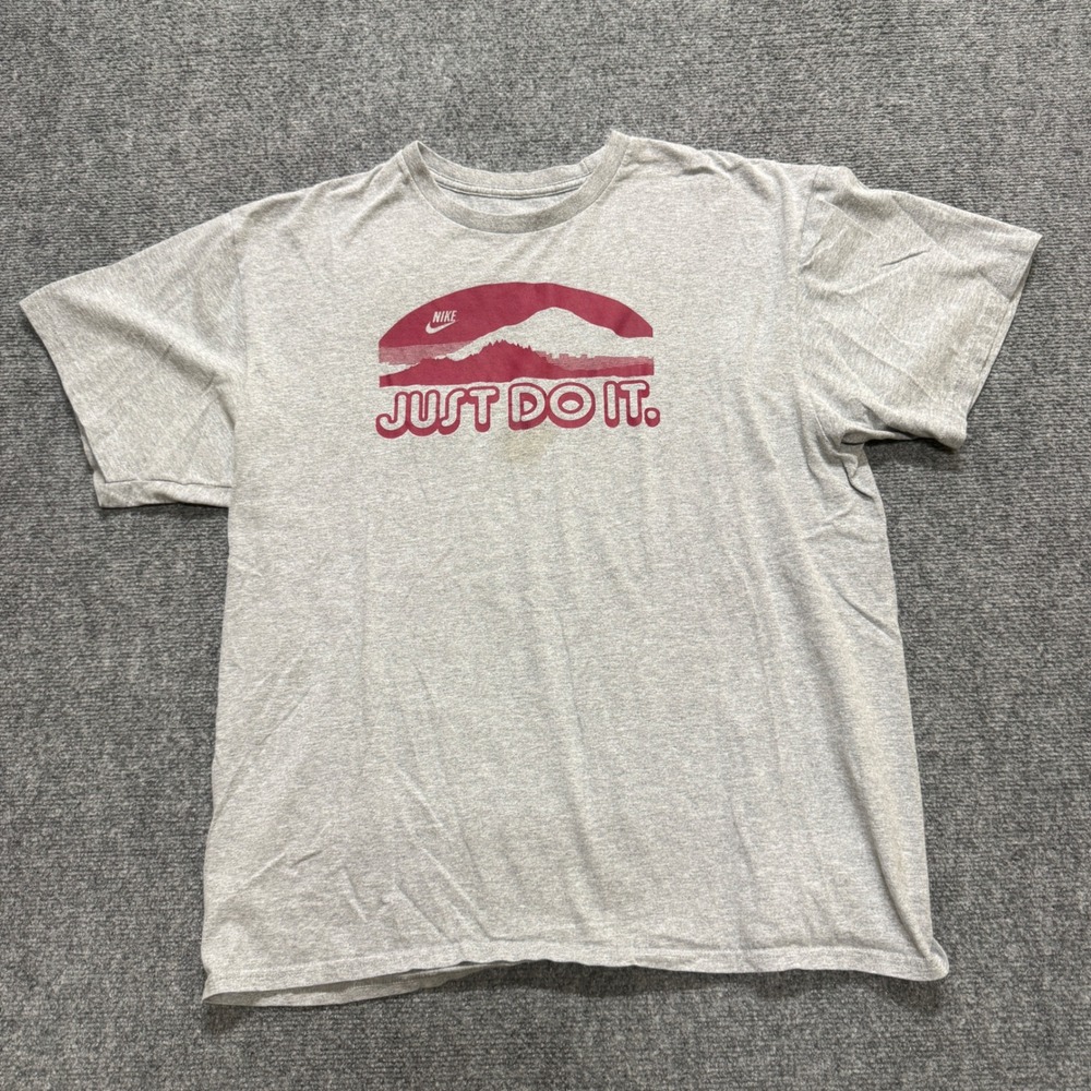 VTG Nike T-shirt Men's L Heather Grey Maroon Just Do It Outdoor Running